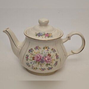 Vintage Floral and Gold SADLER Teapot made in England
